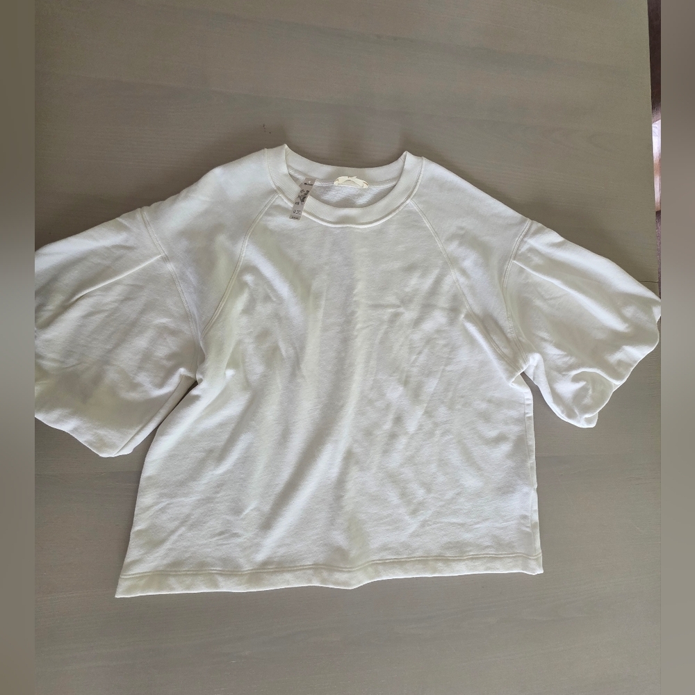 NWT Madewell Women's Puff-Sleeve Sweatshirt Tee Sz M Fall - Picture 7 of 9
